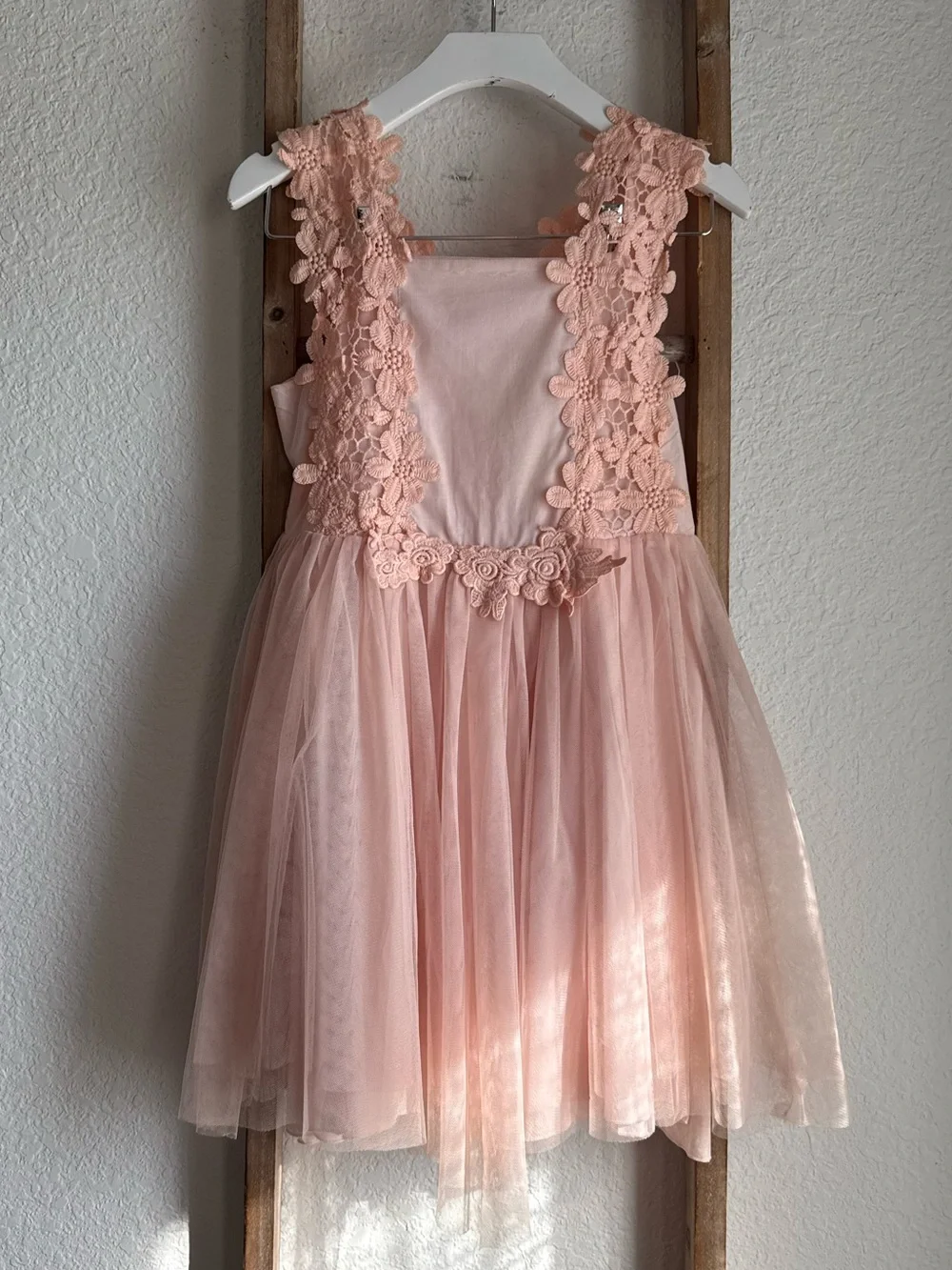 Trish Scully Blush Pink Floral Lace & Tulle Flower Girl Dress Sz: 8 NWT